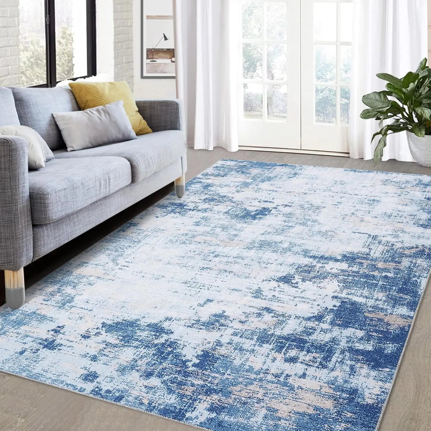 Abstract Area Rug for Living Room Machine Washable  Low Pile  for Bedroom Dining Room Home Office