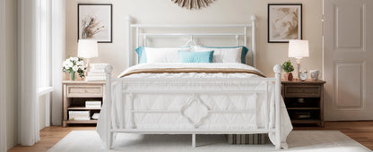 14 Inch Metal Platform Bed Frame, Vintage Victorian Style, Wrought Iron Headboard and Footboard