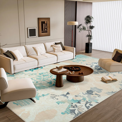 Elegant Floral Faux Wool Area Rug