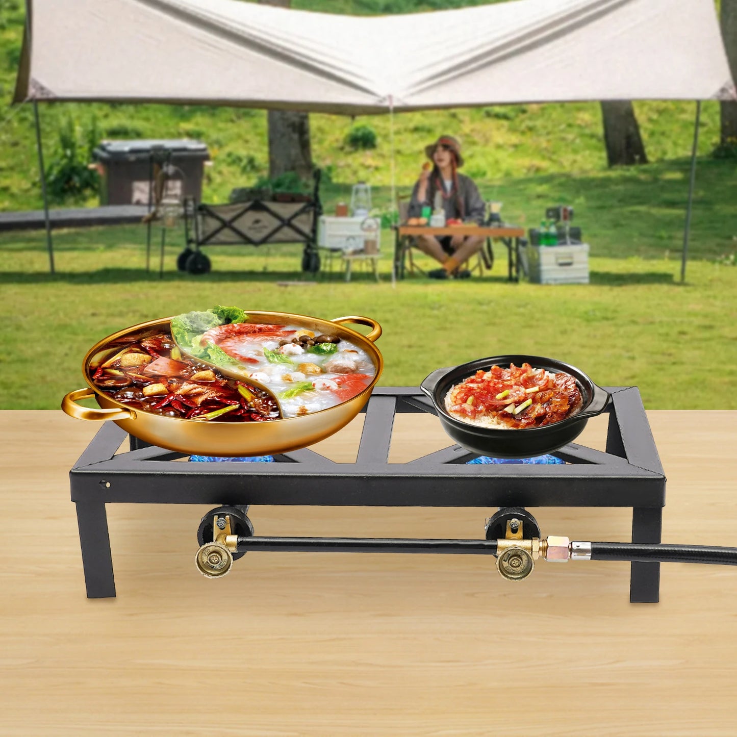 Portable Camping Gas Stove Outdoor Double Burner, BBQ, Picnic, Camp, Propane