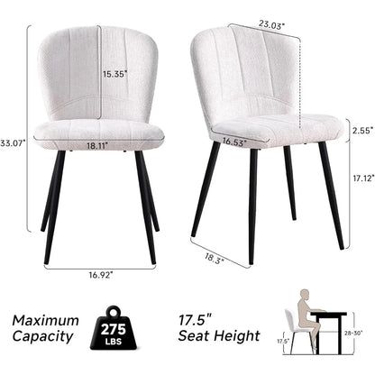 Dining Chairs Set of 4, Modern Chenille Upholstered Kitchen Chairs with Metal Legs, Ergonomic Wingback Design Armless Chair