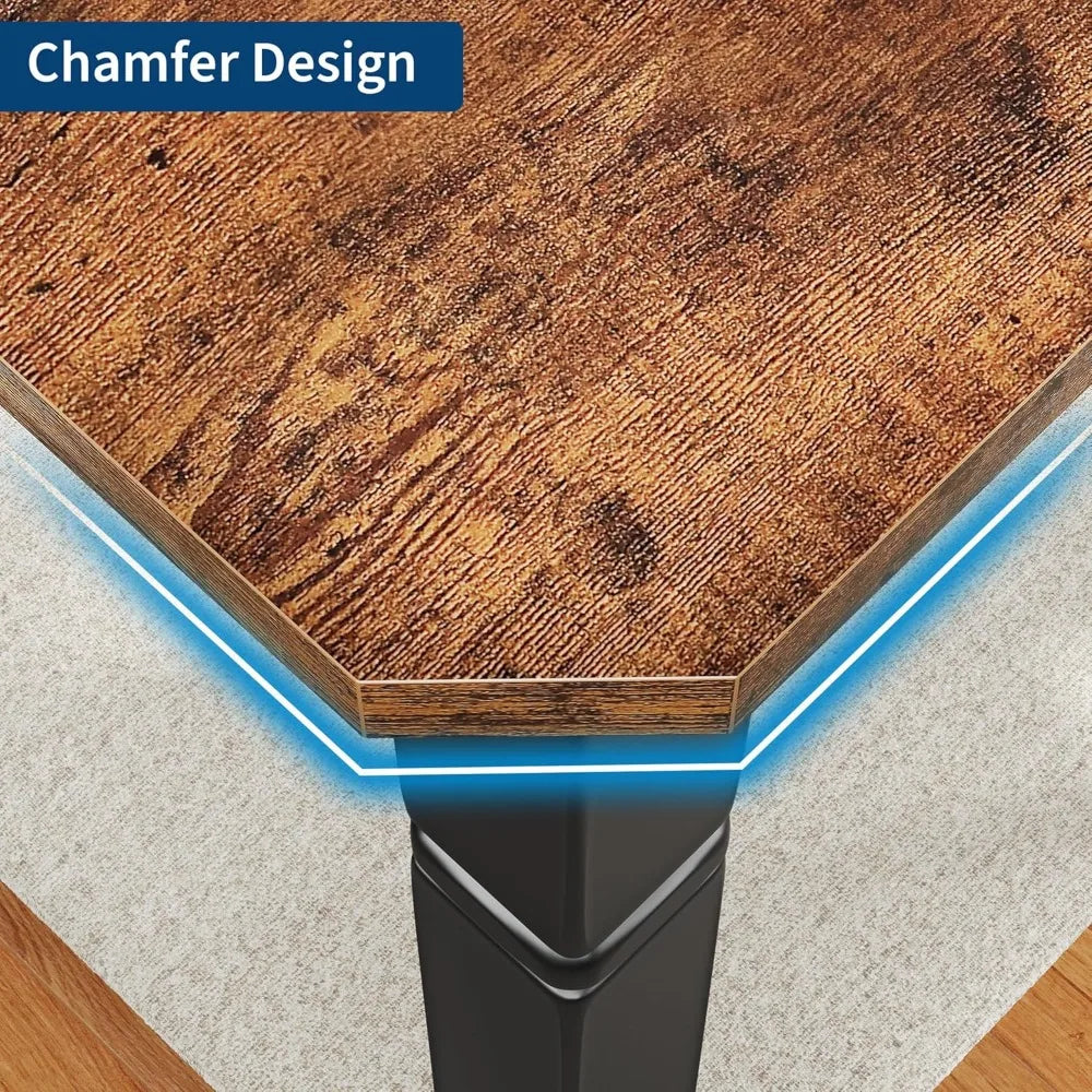 79" Large Industrial Dining Room Table for 6-8 People Rectangular Wood