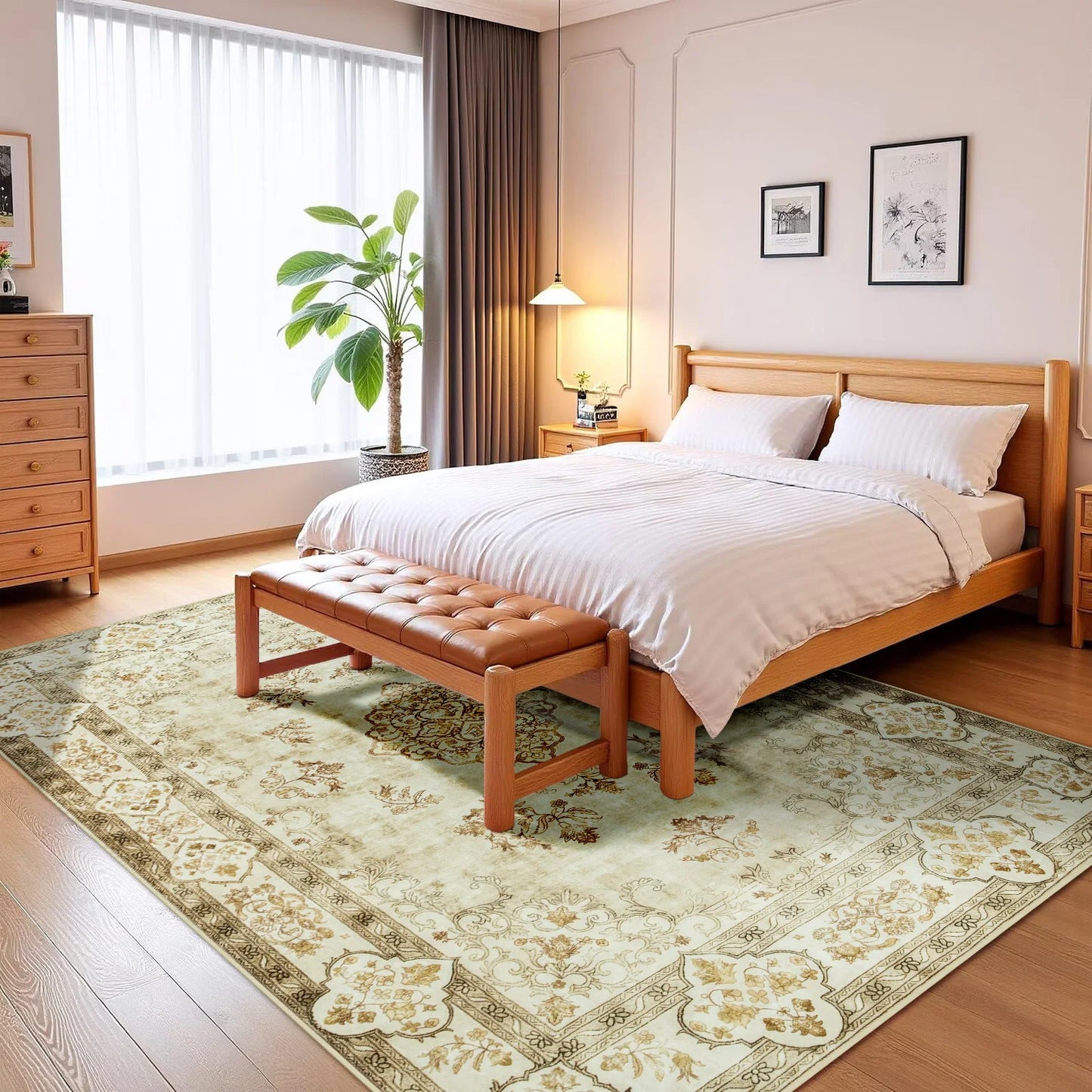 Elegant Floral Faux Wool Area Rug