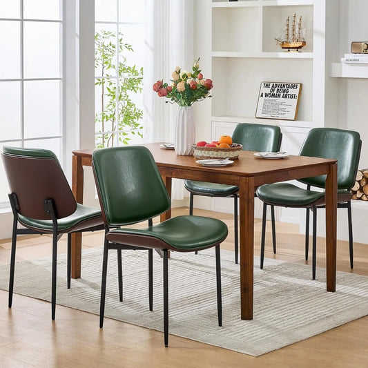 Dining Chairs Set of 4, Upholstered PU Leather Armless Dining Chair