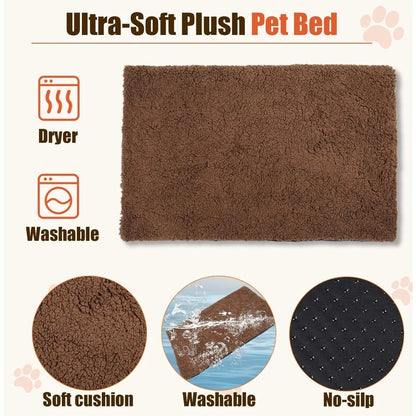 38 Inch Dog Crate Furniture with Cushion, Double Doors Wooden Dog Kennel Cage Indoor with Wheels, Pet House Decorative