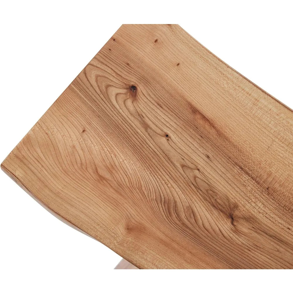 "Elm Wood Dining Bench - Long Bedroom Bench with Footrest Function, Accent Stool for Entryway/Dining Room"