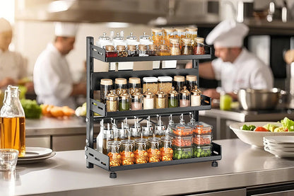 1pc Multi-Tier Spice Rack, Space-Saving Kitchen Countertop Organizer for Seasoning Jar Storage