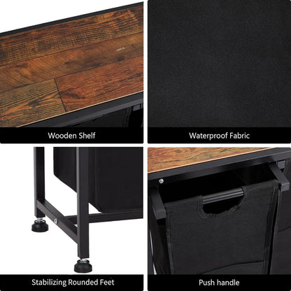 Laundry Hamper, Laundry Basket Organizer Laundry Sorter 2 Section with Removable Laundry Bag and Top Shelf