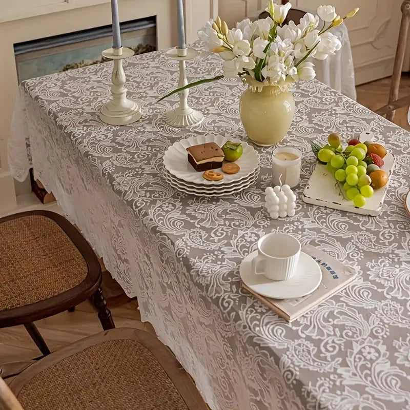 1pc new style French peony lace tablecloth, suitable for parties, dining table and home decoration
