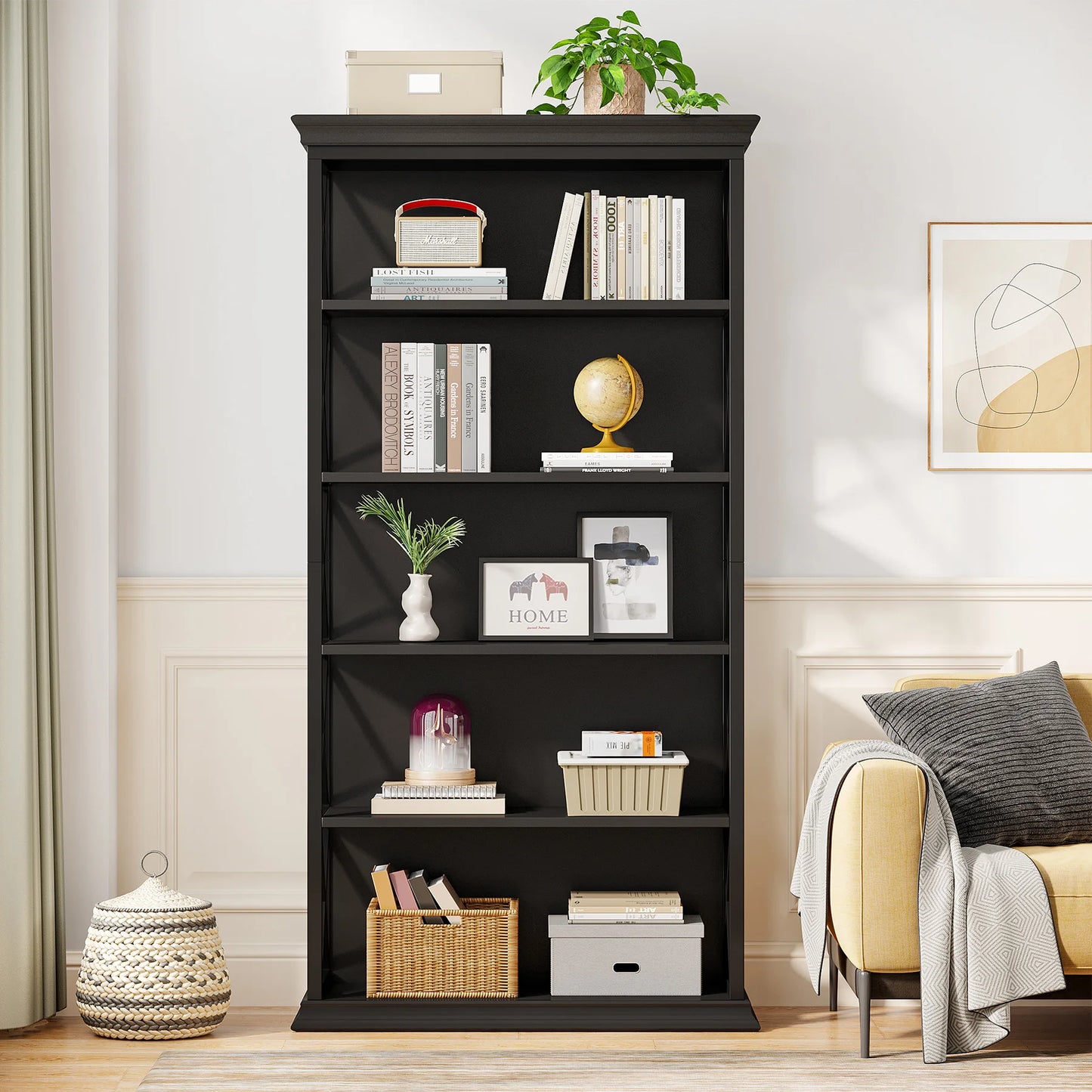 6-Tier Bookcase, 71 Inches Industrial Bookshelves and Bookcases, Floor Standing 5 Shelf Display Storage Shelves