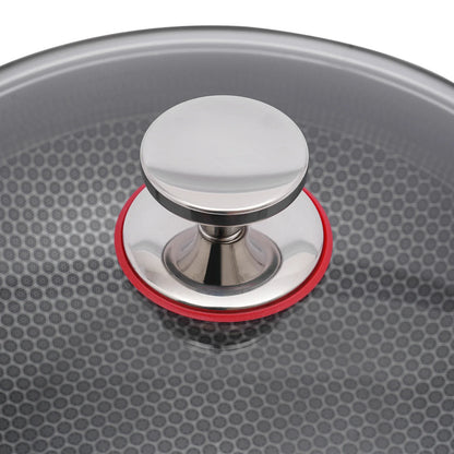 13-Inch Stainless Steel Skillet with Lid, Non-Stick, Kitchen Flat Frying Pan, Professional Cookware for All Cooktops Silver