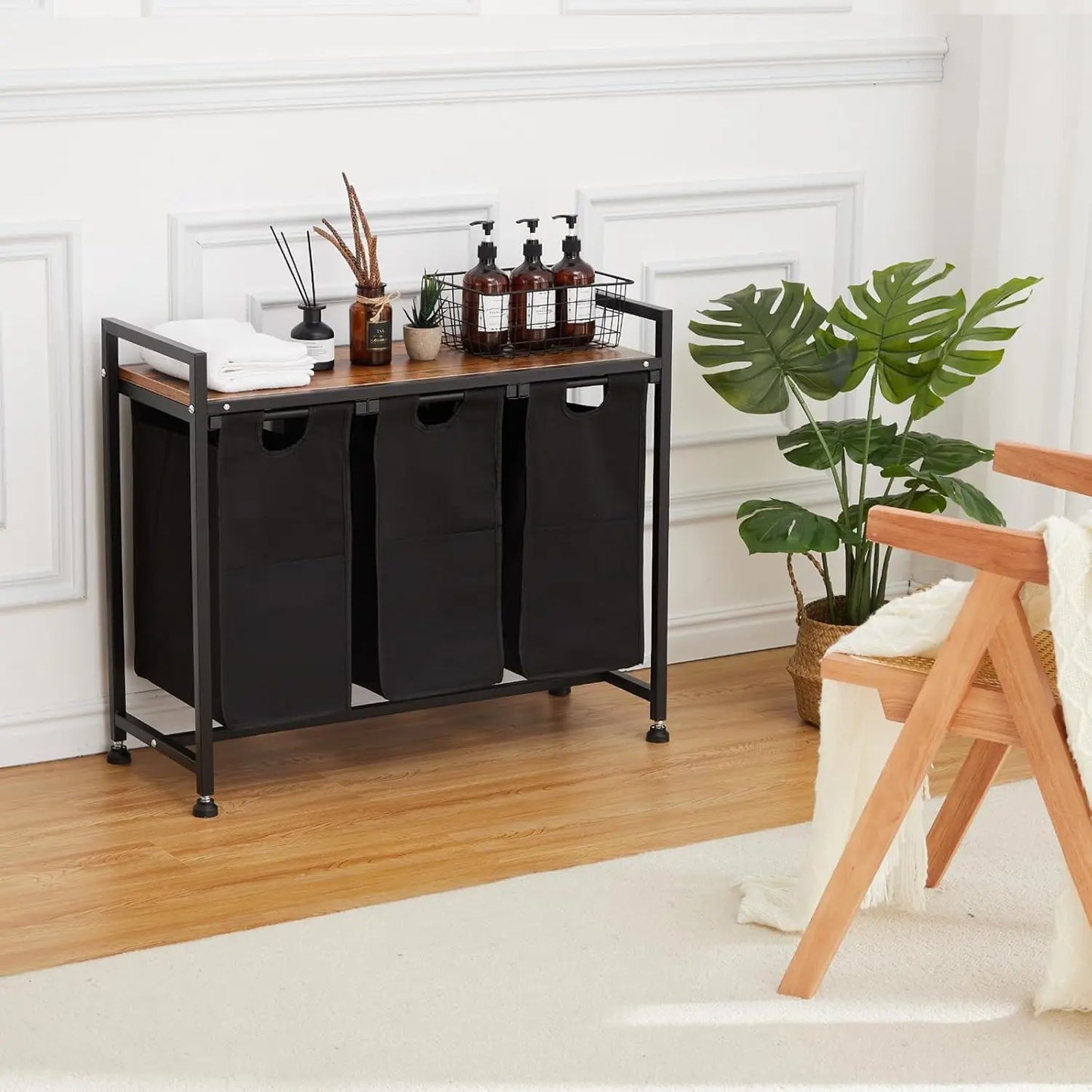 Laundry Hamper, Laundry Basket Organizer Laundry Sorter 2 Section with Removable Laundry Bag and Top Shelf