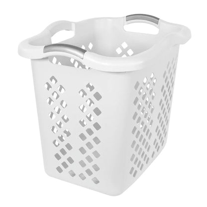 2 Bushel Plastic Laundry Basket Hamper with 4 Handles Breathable Ventilation Durable