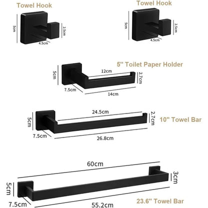 5Pcs Bathroom Hardware Set, 304 Stainless Steel Bathroom Accessories Set Include Towel Bar Hand Towel Holder Toilet Paper Holder