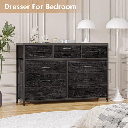 Dresser with 10 Drawers TV Stand Entertainment Center for Bedroom Entryway,Metal Frame