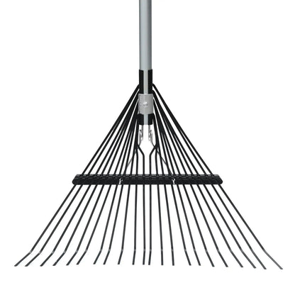 Fiberglass Long Handle 22-Tine Steel Leaf Rake with Comfort End Grip
