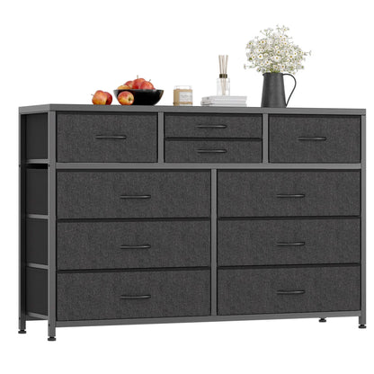 Dresser with 10 Drawers TV Stand Entertainment Center for Bedroom Entryway,Metal Frame