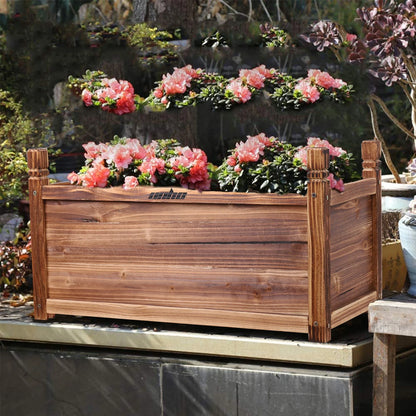 Wood Planter Box Outdoor Raised Planter Beds Garden Large Patio Containers for Flowers Vegetables
