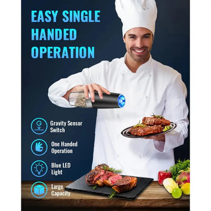 Gravity Electric Salt And Pepper Mill, Tilt To Grind Automatically, Battery Powered, Coarseness Adjustable