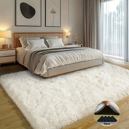 Off-White Soft Shaggy Non-Slip Rugs for Living Room/Bedroom/Nursery