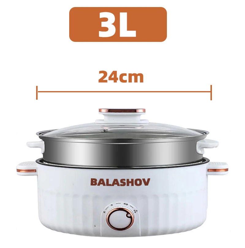 Portable Electric Multifunctional Cooker Household Double Layer Hot Pot Mini Non-stick Cookware