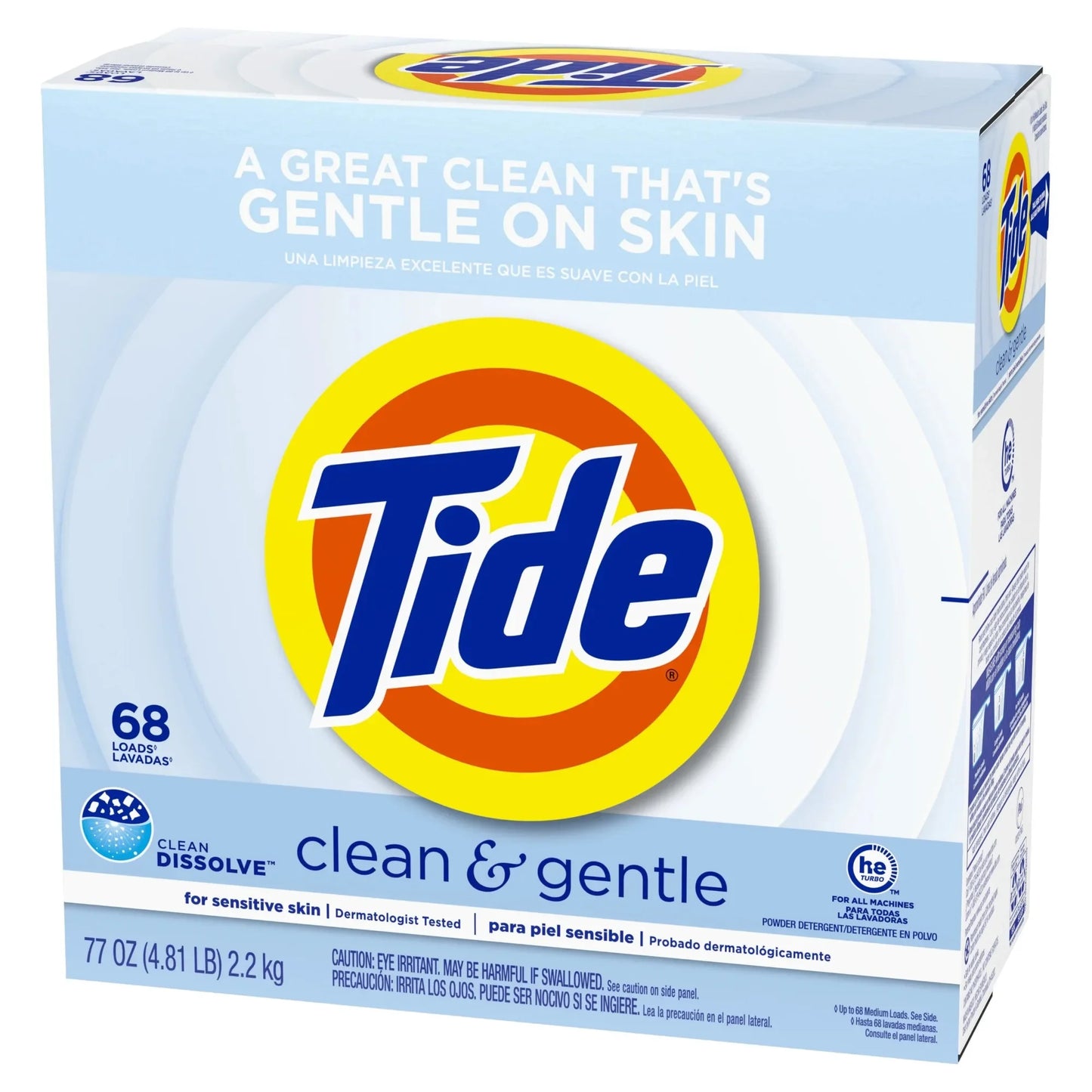 Unscented Powder Laundry Detergent 77oz 68 Loads, Gentle for Sensitive Skin, Deep Clean for All Machines