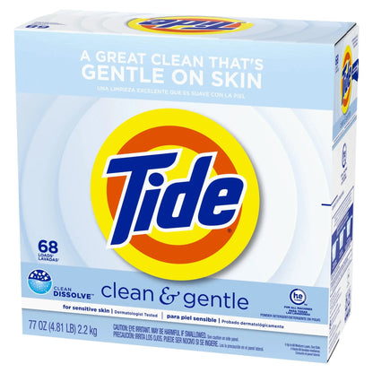 Unscented Powder Laundry Detergent 77oz 68 Loads, Gentle for Sensitive Skin, Deep Clean for All Machines