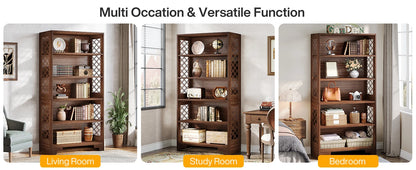 6-Tier Bookcase, 71 Inches Industrial Bookshelves and Bookcases, Floor Standing 5 Shelf Display Storage Shelves