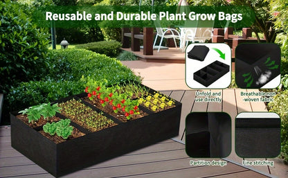 Garden Bed, 128 Gallon 8 Grids Plant Grow Bags, 3x6FT Breathable Planter Raised Beds For Growing Vegetables Potatoes Flowers