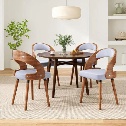 Wood Dining Chairs, Set of 4 Modern Upholstered Dining Chairs with Curved Backrest for Kitchen, Dining Room, Living Room,