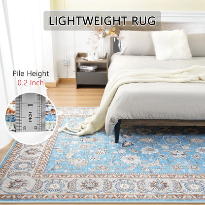 Vintage Floral  Soft Accent Area Rug  Low-Pile Carpet for Living Room Bedroom