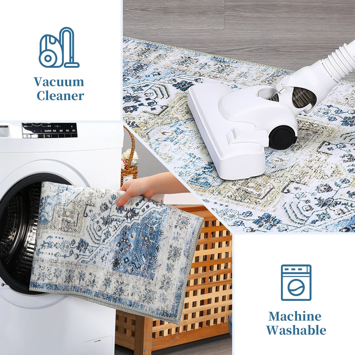 Large Area  Living Room Rug 10x13 Vintage Carpet Washable  Easy Cleaning Stain Resistant Indoor Carpet with Non-Slip