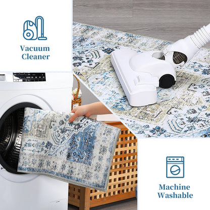 Large Area  Living Room Rug 10x13 Vintage Carpet Washable  Easy Cleaning Stain Resistant Indoor Carpet with Non-Slip