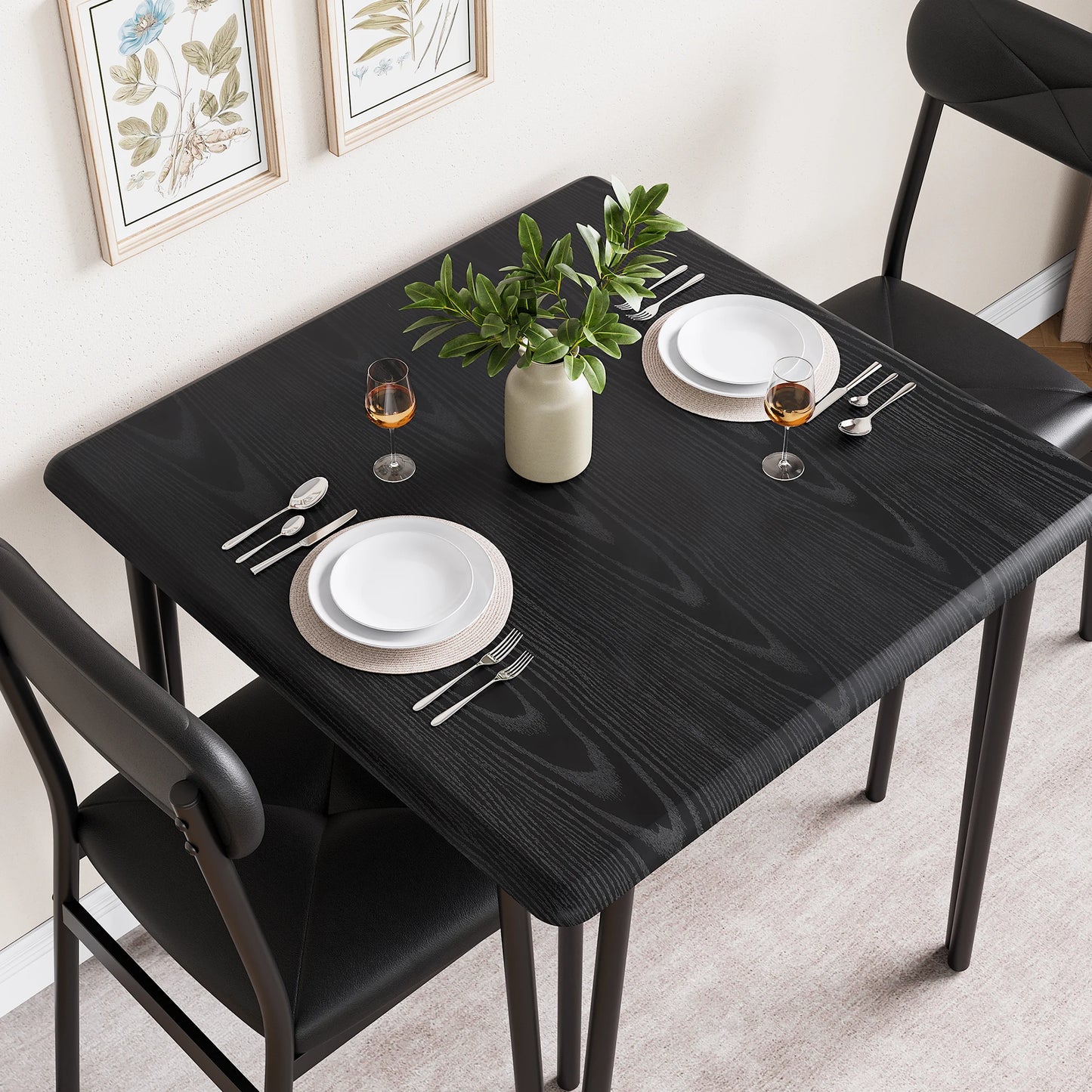 Small Dining Table Sets for 2 with Upholstered Chairs