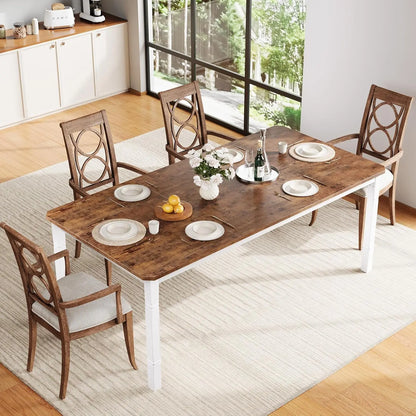 79" Large Industrial Dining Room Table for 6-8 People Rectangular Wood