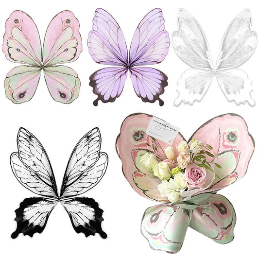 24Pcs Butterfly Wings Shape Flower Wrapping Paper Bouquets  DIY Gift Decoration Supplies