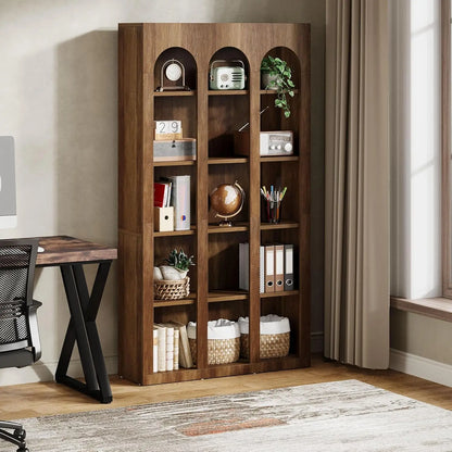 5-Tier Bookshelf, 70.87-Inch Mid Century Modern Bookcase with Open Shelves, Book Shelf Vintage Display Storage for Home Office