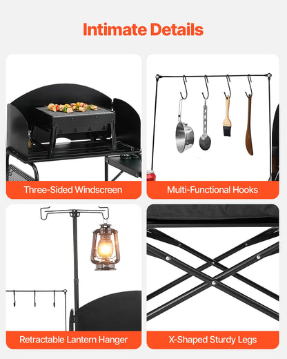 Folding Camping Table Outdoor Kitchen, Aluminum