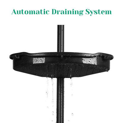 Corner Shower Caddy with Tension Pole 4-Tier Adjustable Shelves Bathroom Storage Organizer with Rubber Pad