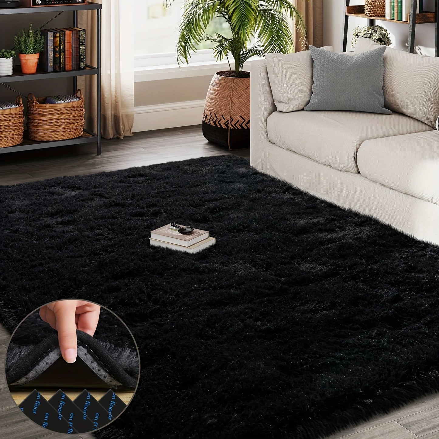 Large plush area rug, decorative for living room, super soft and fluffy plush rug for bedroom