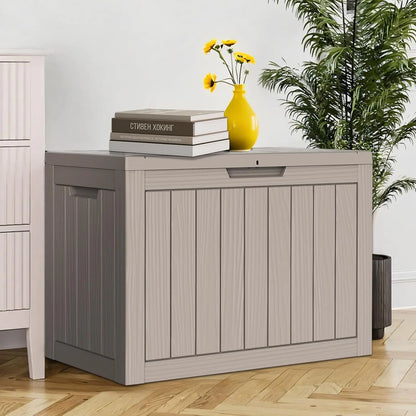 45Gal Black Deck Box - Waterproof & UV-Resistant Outdoor Storage w/Lockable Lid - For Patio/Garden