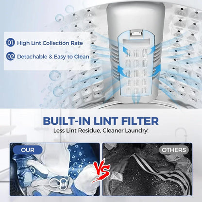 Portable Washing Machine, 17.8Lbs Portable Washer Machine,2.4Cu.ft Compact Laundry Washer & Dryer Combo with Drain Pump