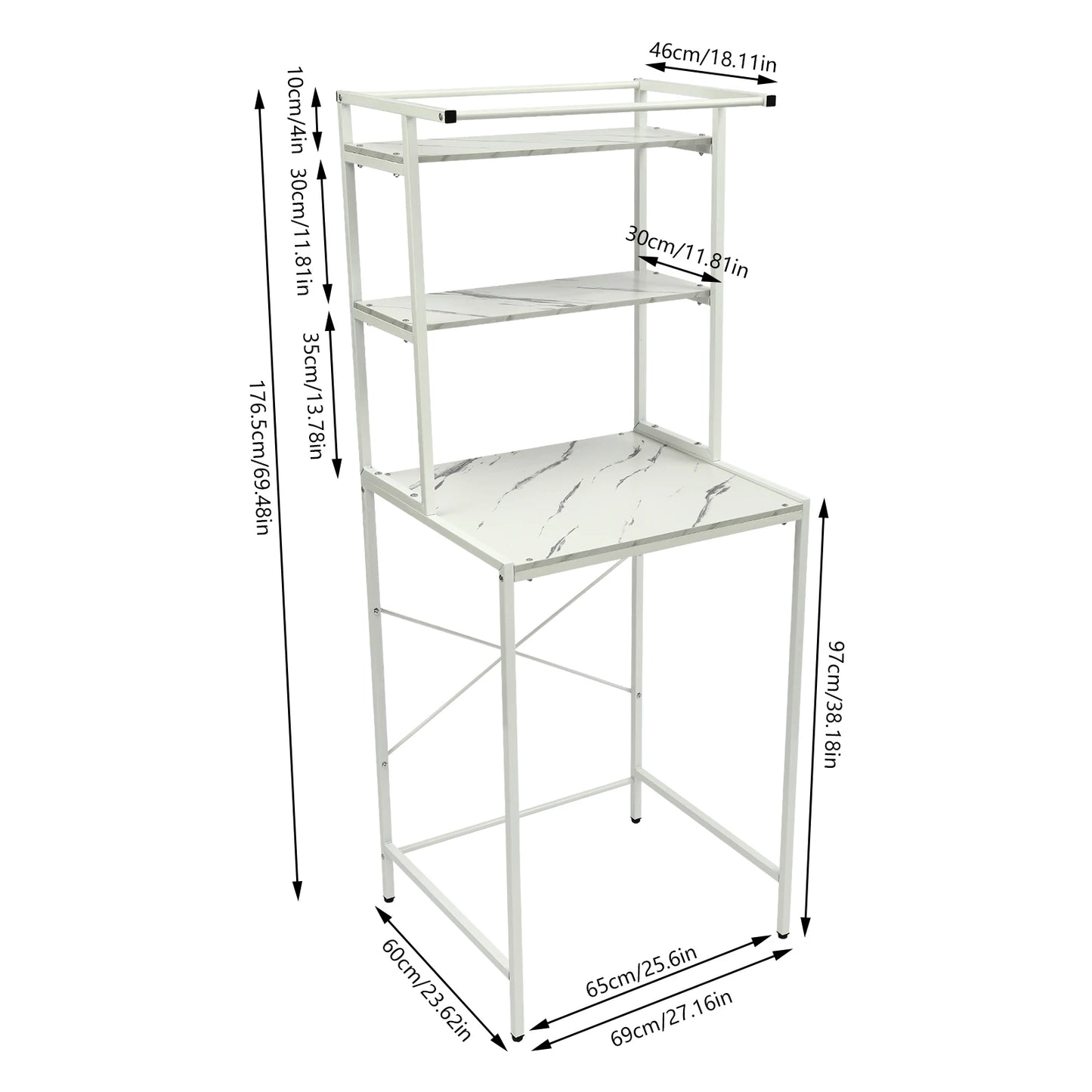 Over Washer and Dryer Storage Shelves 3 Tiers Standing Clothes Drying Rack with Basket for Laundry Room Balconies Porches