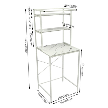 Over Washer and Dryer Storage Shelves 3 Tiers Standing Clothes Drying Rack with Basket for Laundry Room Balconies Porches