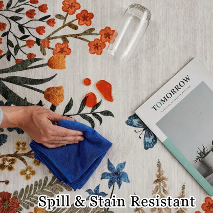 Washable Area Rugs , Non-Slip Floral