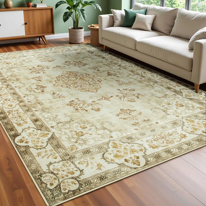 Elegant Floral Faux Wool Area Rug