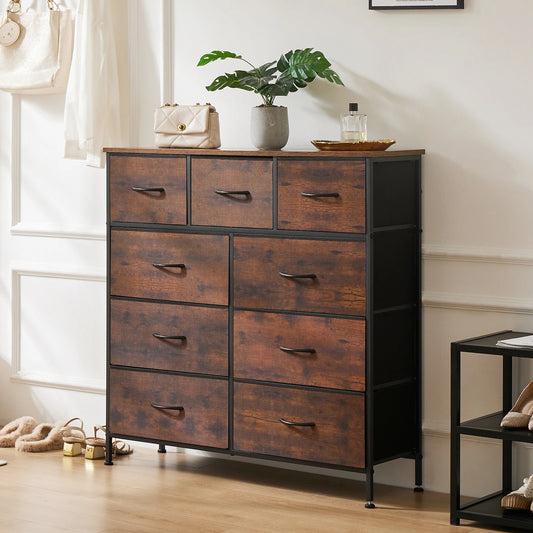 Dresser For Bedroom With 9 Fabric Storage Drawer Wardrobe