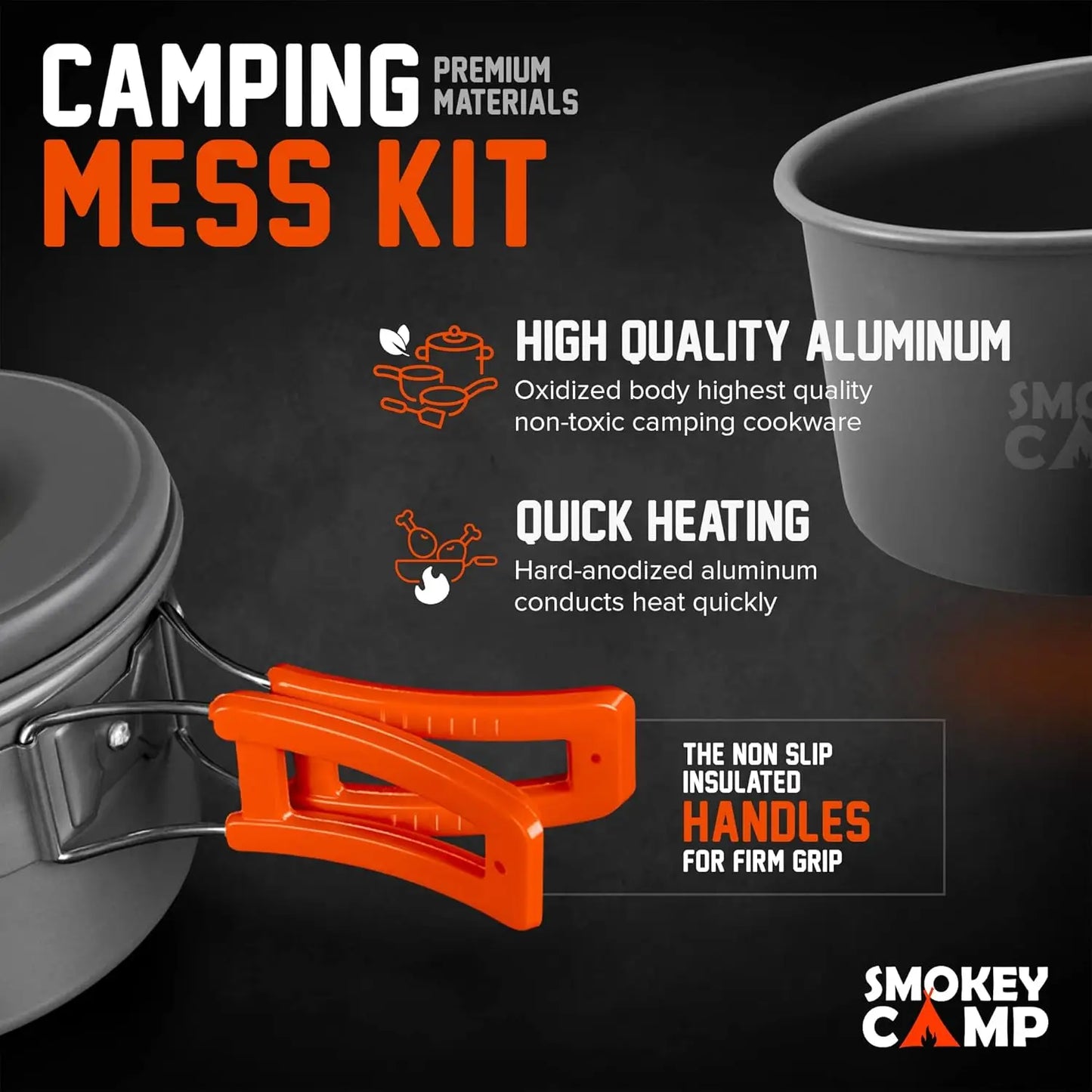 Camping Cookware Mess Kit Set with Stove - Backpacking Camping Pots and Pans Set All in One Non-Stick Camping Cooking Set