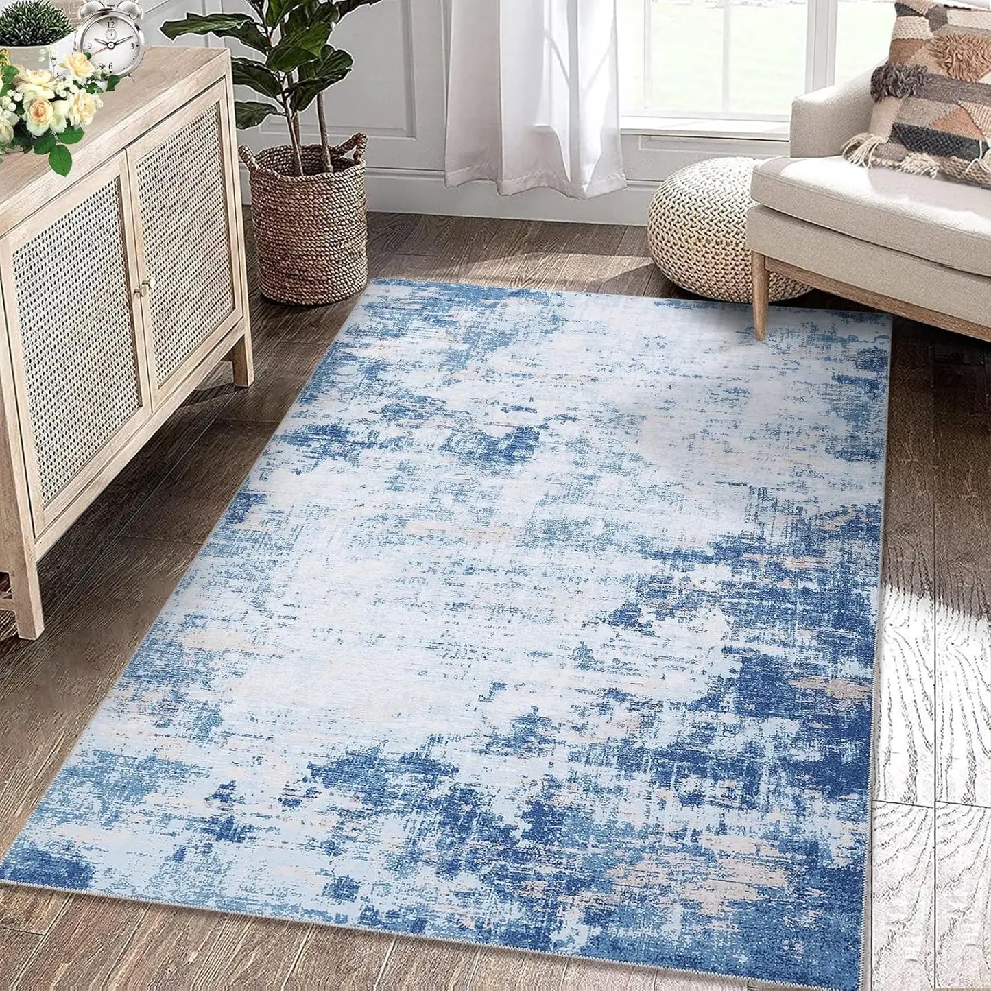 Abstract Area Rug for Living Room Machine Washable  Low Pile  for Bedroom Dining Room Home Office