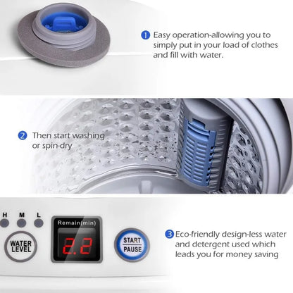 Portable Washing Machine, Full Automatic Washer and Dryer Combo, with Built-in Pump Drain 8 LBS  for Apartment RV Dorm